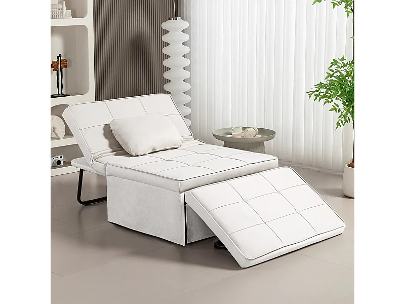 Sillón cama Jaspe Homcom respaldo 5 posiciones con reposapiés crema 78X95X179 cm