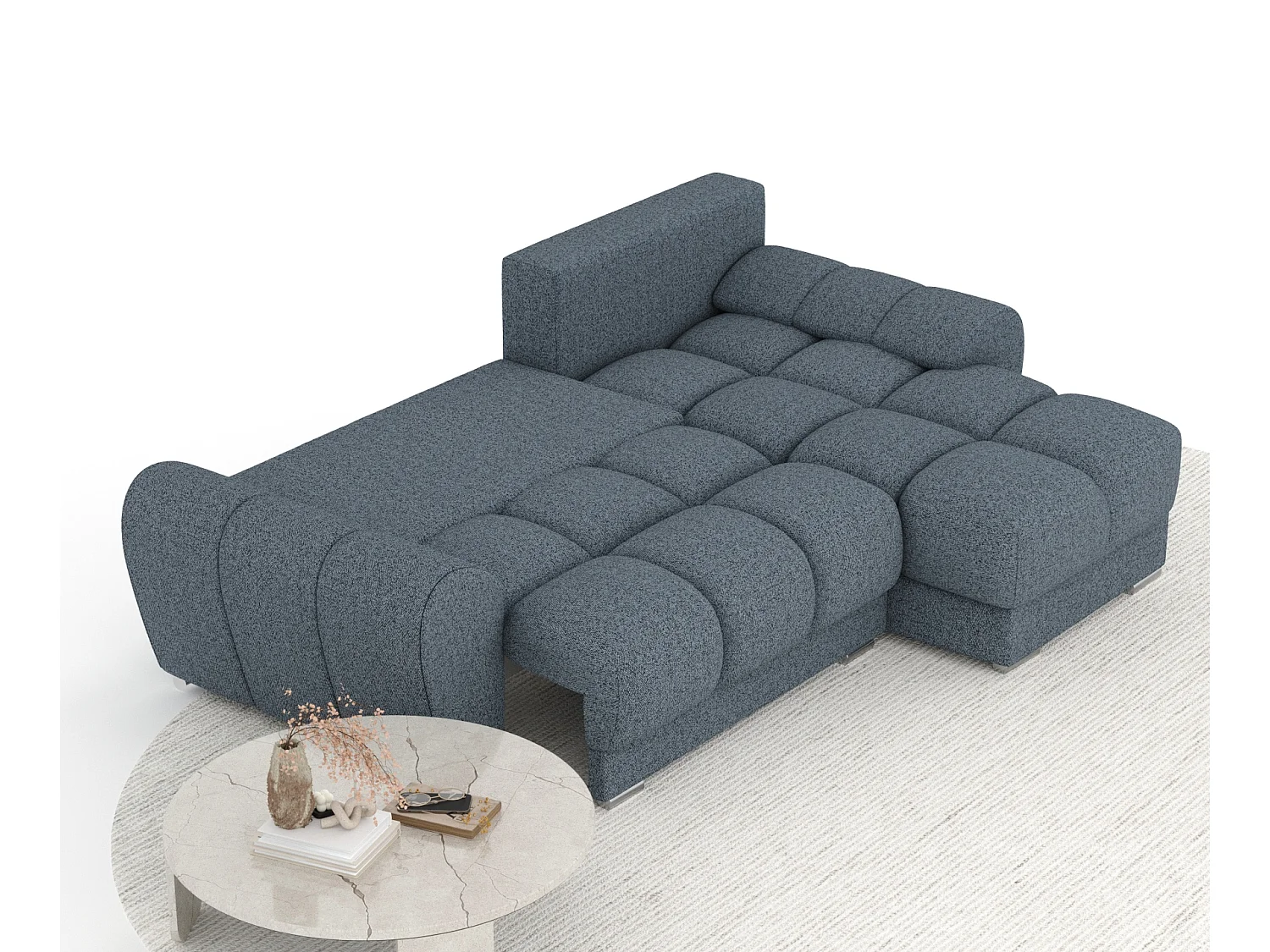 Canapé d'angle en toile tissée Peebles - 4 places - bleu foncé