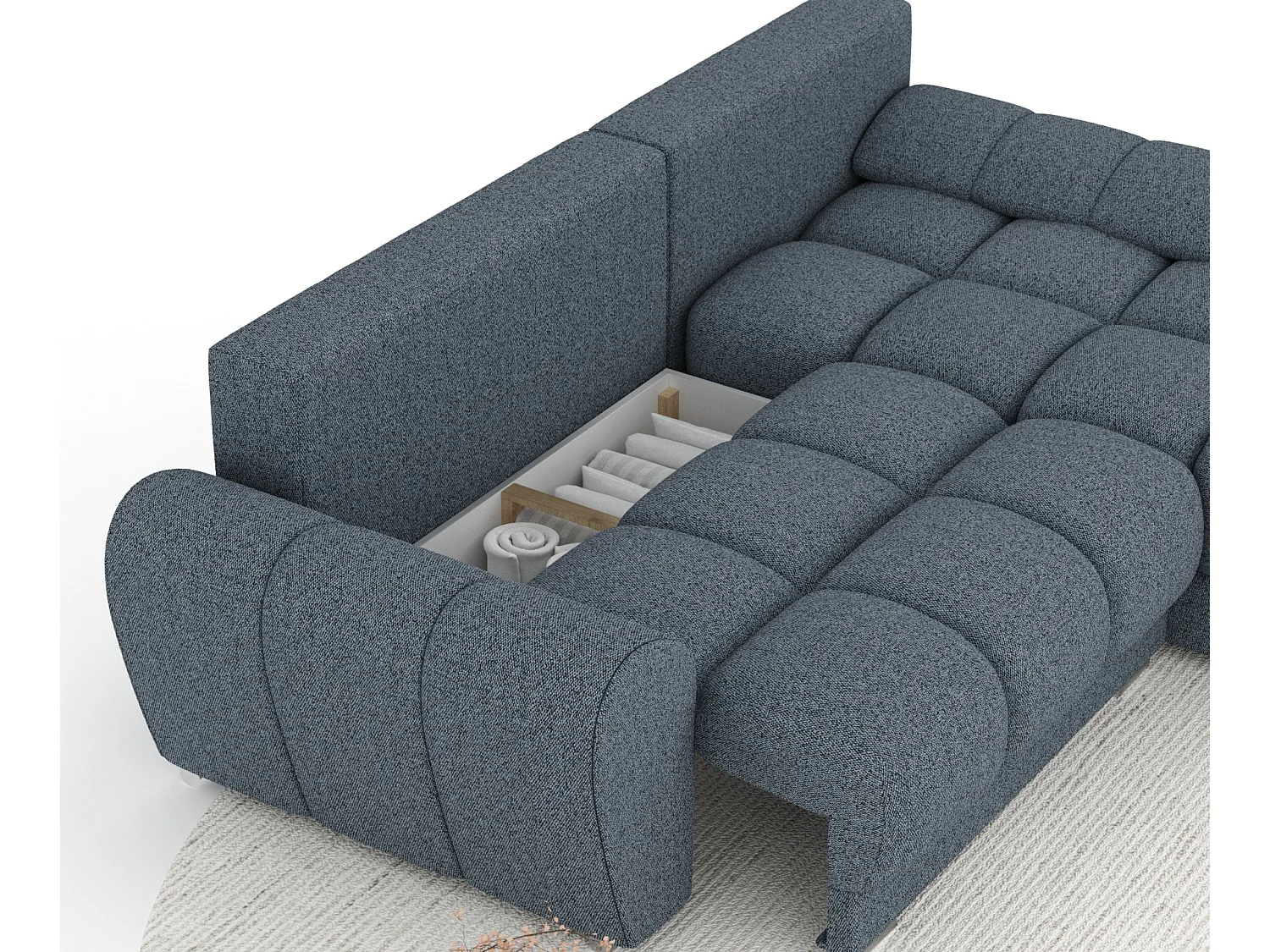 Canapé d'angle en toile tissée Peebles - 4 places - bleu foncé