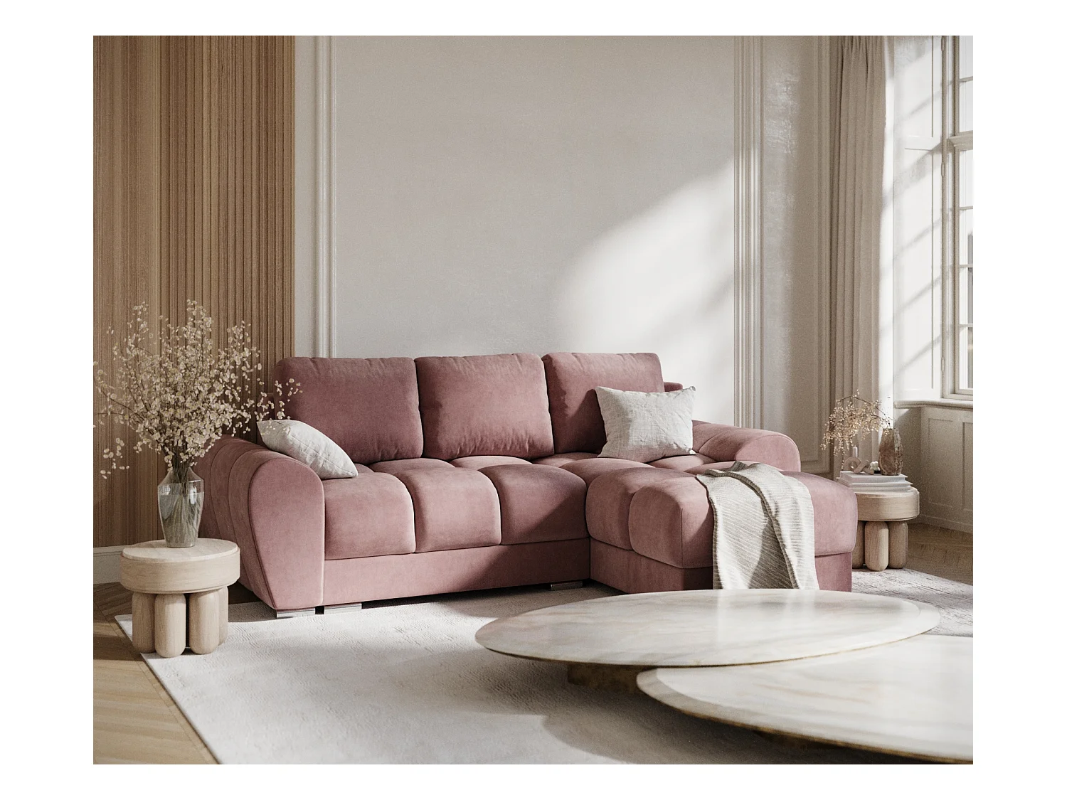 Ecksofa aus Samtstoff Peebles - Vier-Personen - rosa