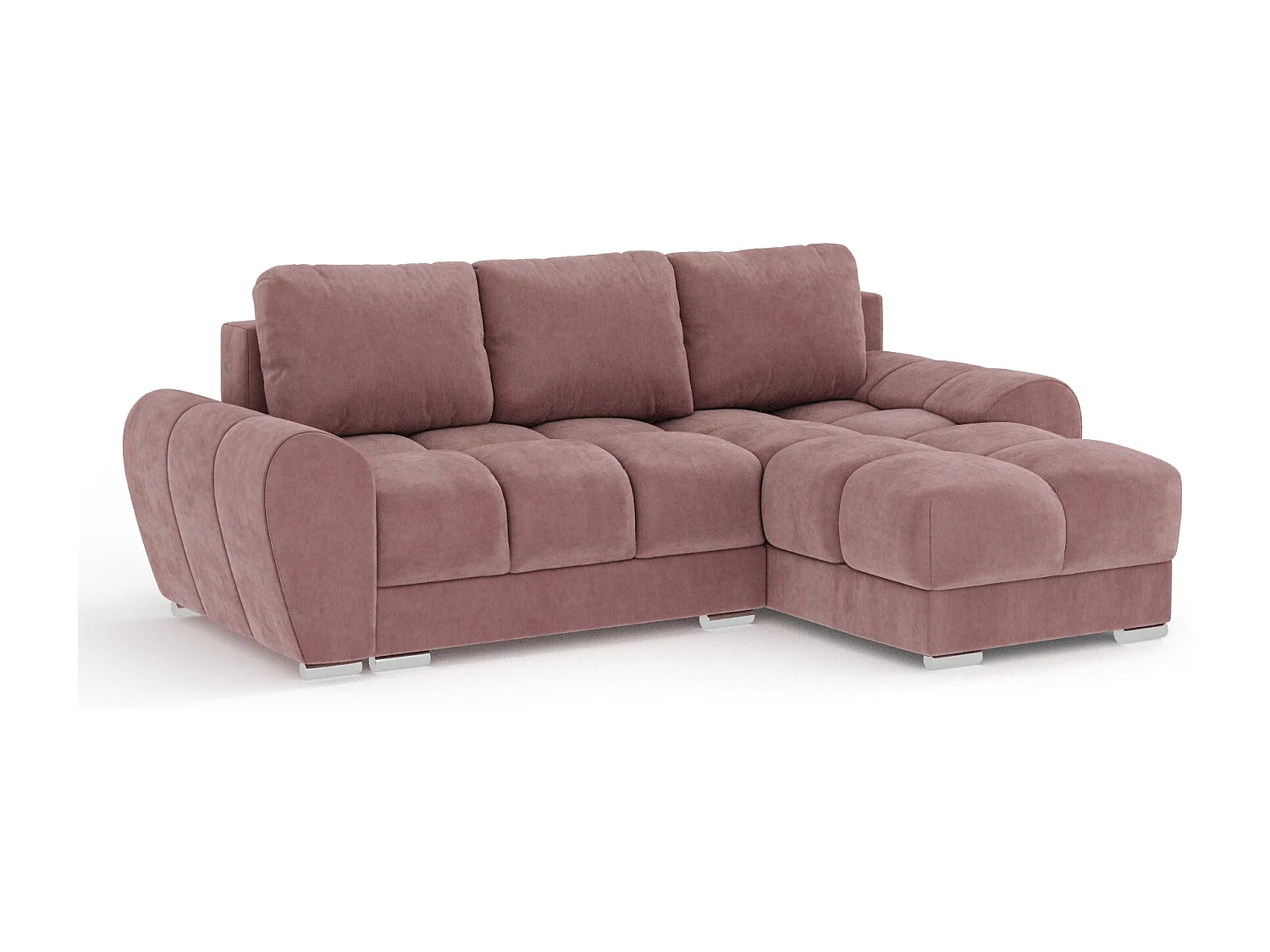 Canapé d'angle en tissu velours Peebles - 4 places - rose