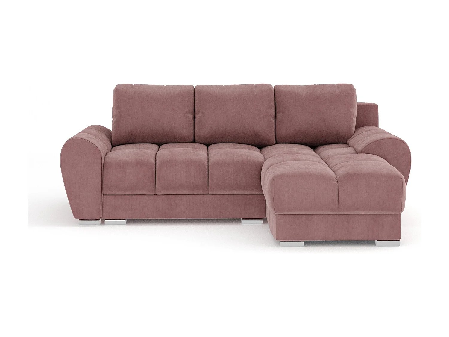 Canapé d'angle en tissu velours Peebles - 4 places - rose