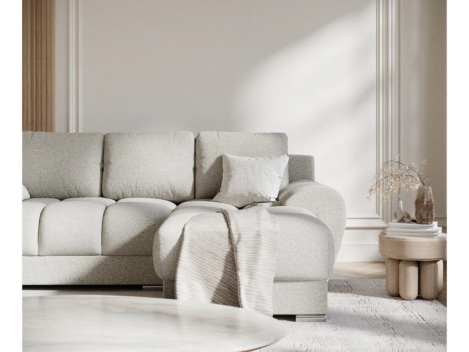 Canapé d'angle en toile tissée Peebles - 4 places - beige