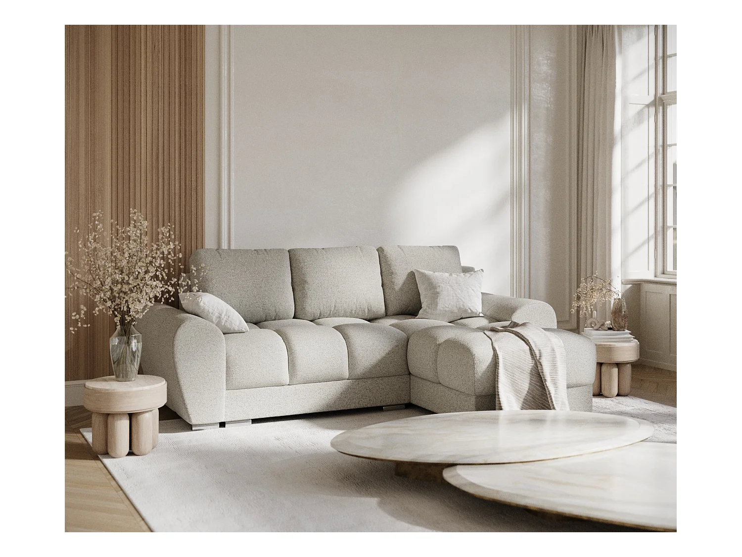 Ecksofa aus Webstoff Peebles - Vier-Personen - beige