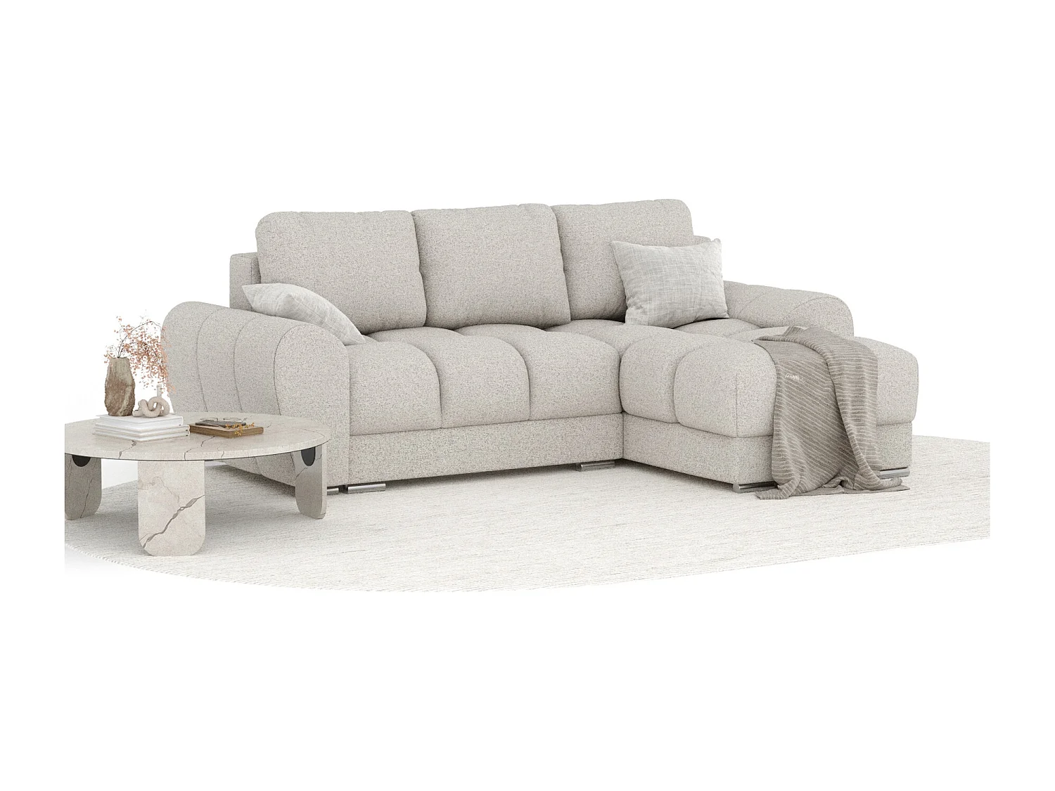 Canapé d'angle en toile tissée Peebles - 4 places - beige