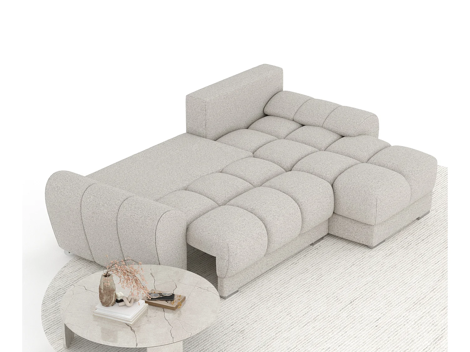 Canapé d'angle en toile tissée Peebles - 4 places - beige