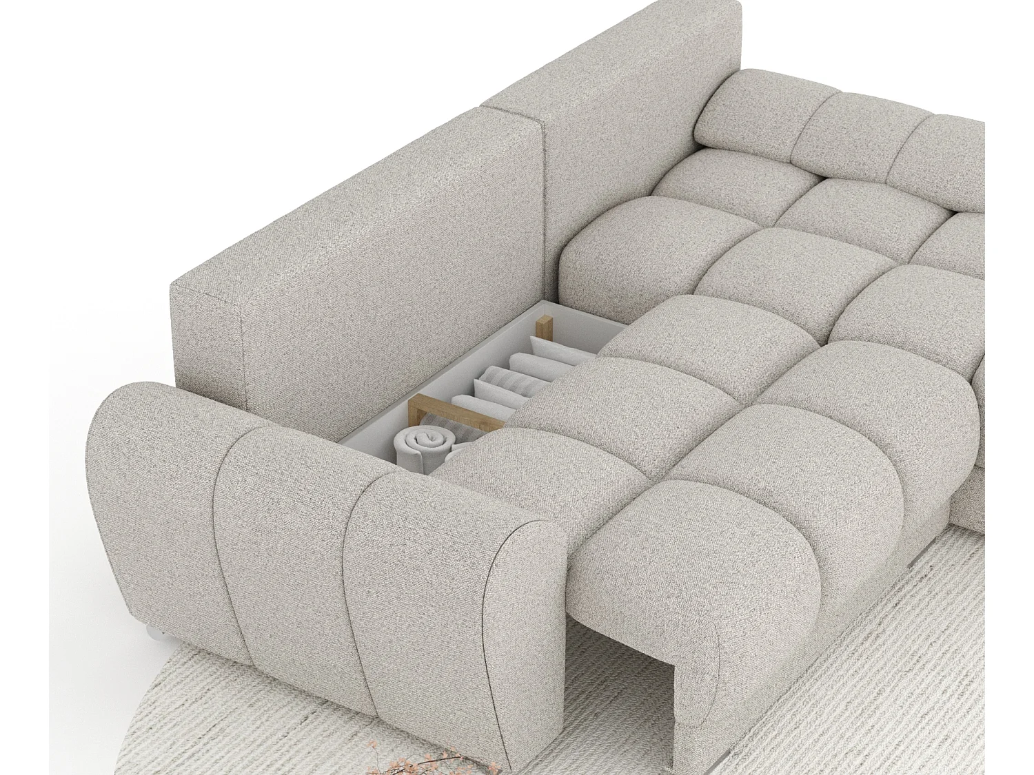 Canapé d'angle en toile tissée Peebles - 4 places - beige