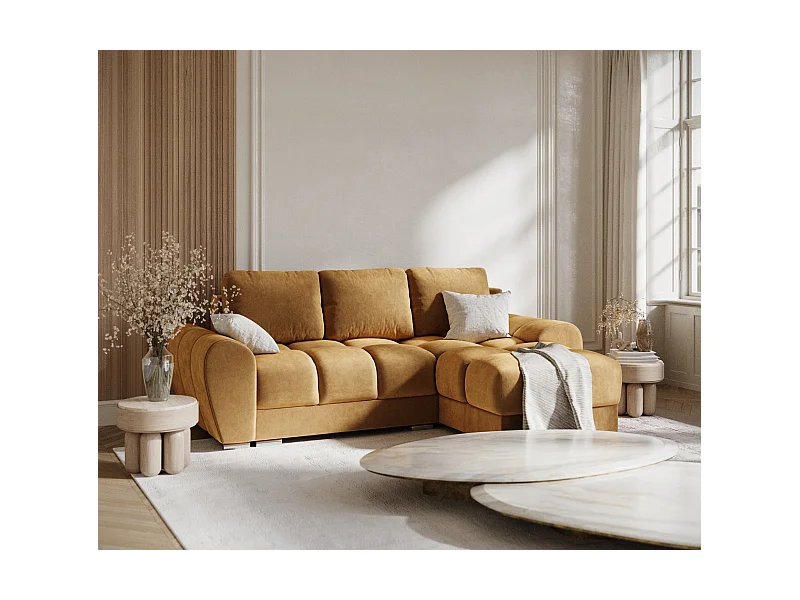 Ecksofa aus Samtstoff Peebles - Vier-Personen - honigfarbe