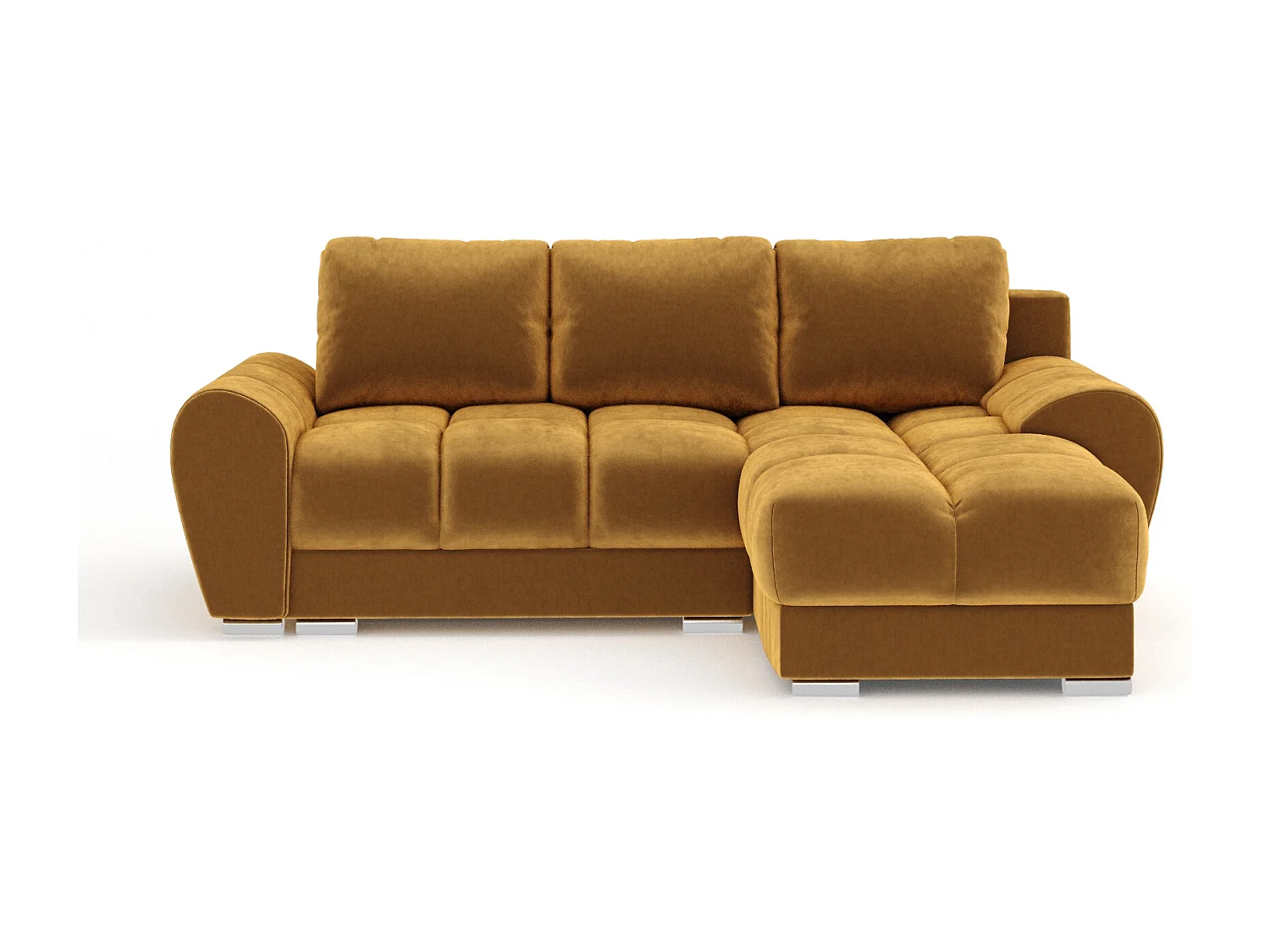 Canapé d'angle en tissu velours Peebles - 4 places - jaune moutarde