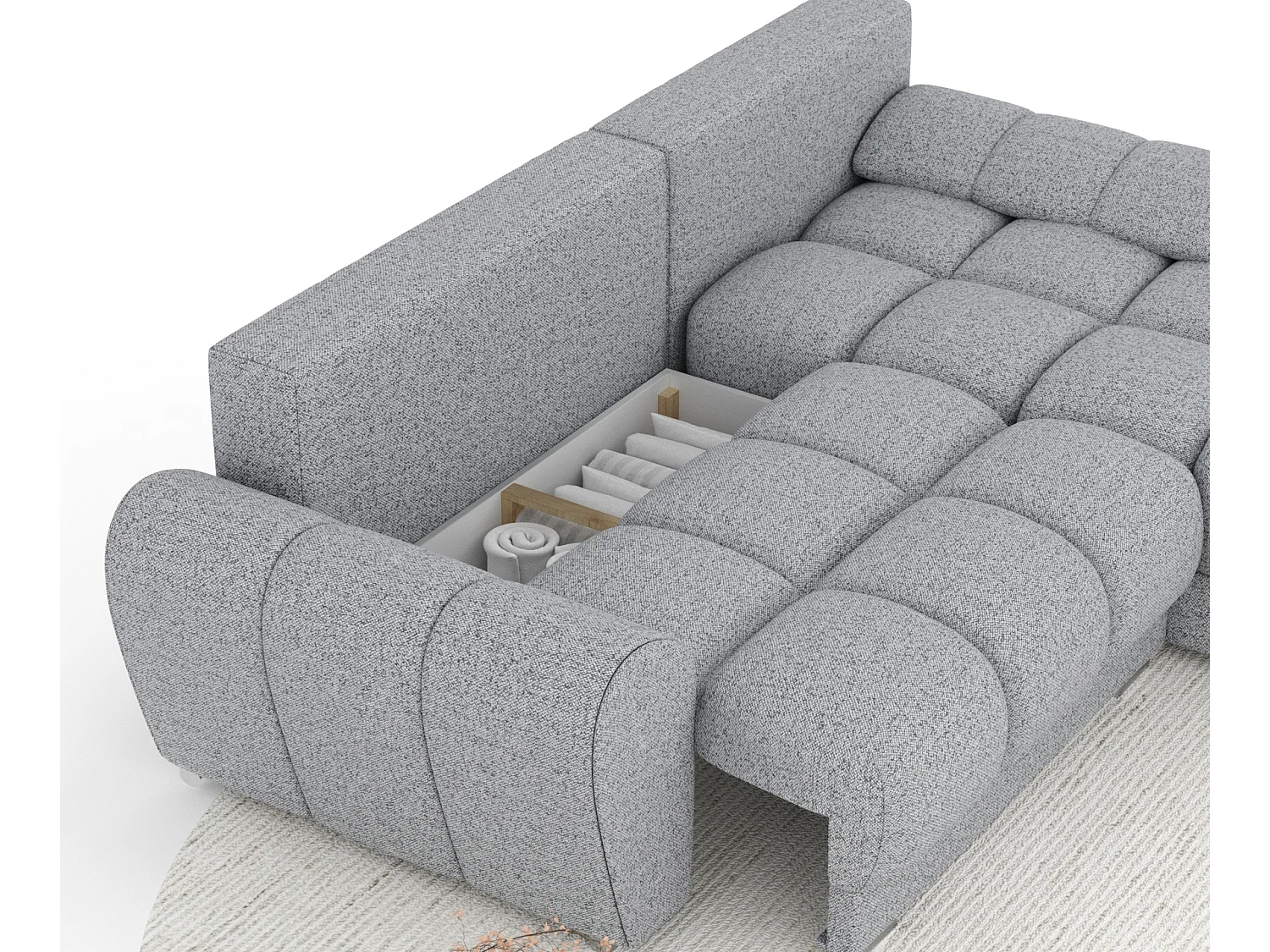 Canapé d'angle en toile tissée Peebles - 4 places - gris