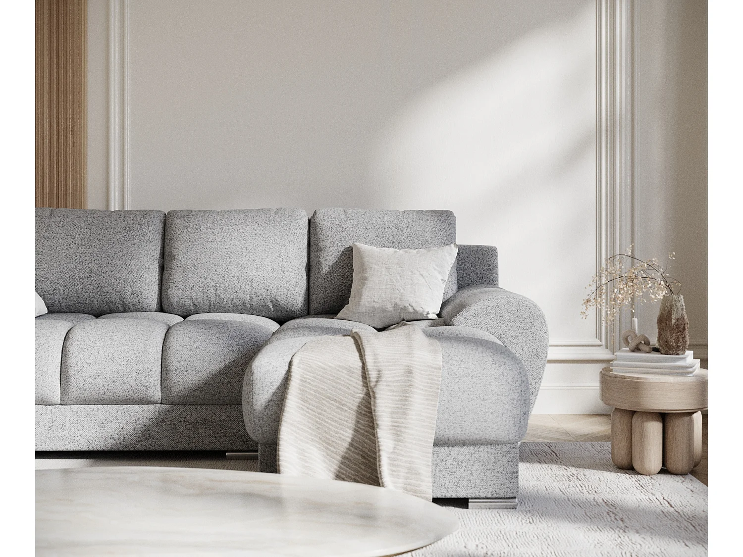 Canapé d'angle en toile tissée Peebles - 4 places - gris