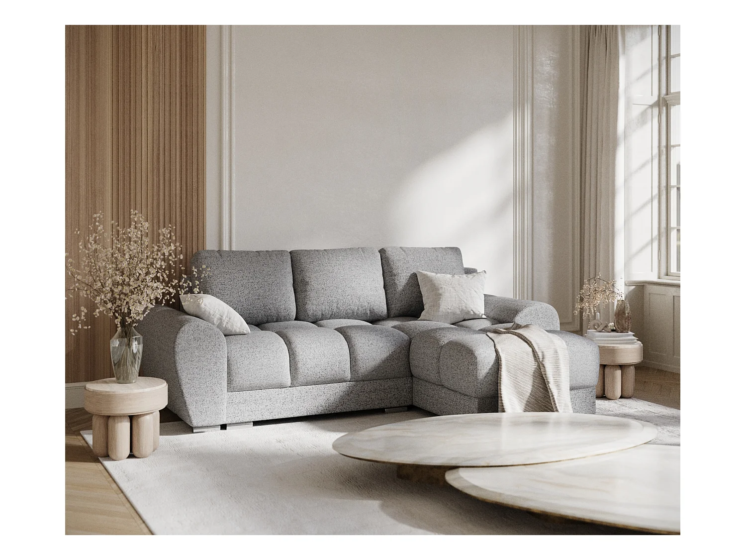 Ecksofa aus Webstoff Peebles - Vier-Personen - grau