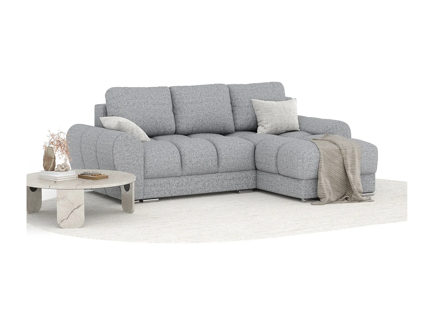 Canapé d'angle en toile tissée Peebles - 4 places - gris