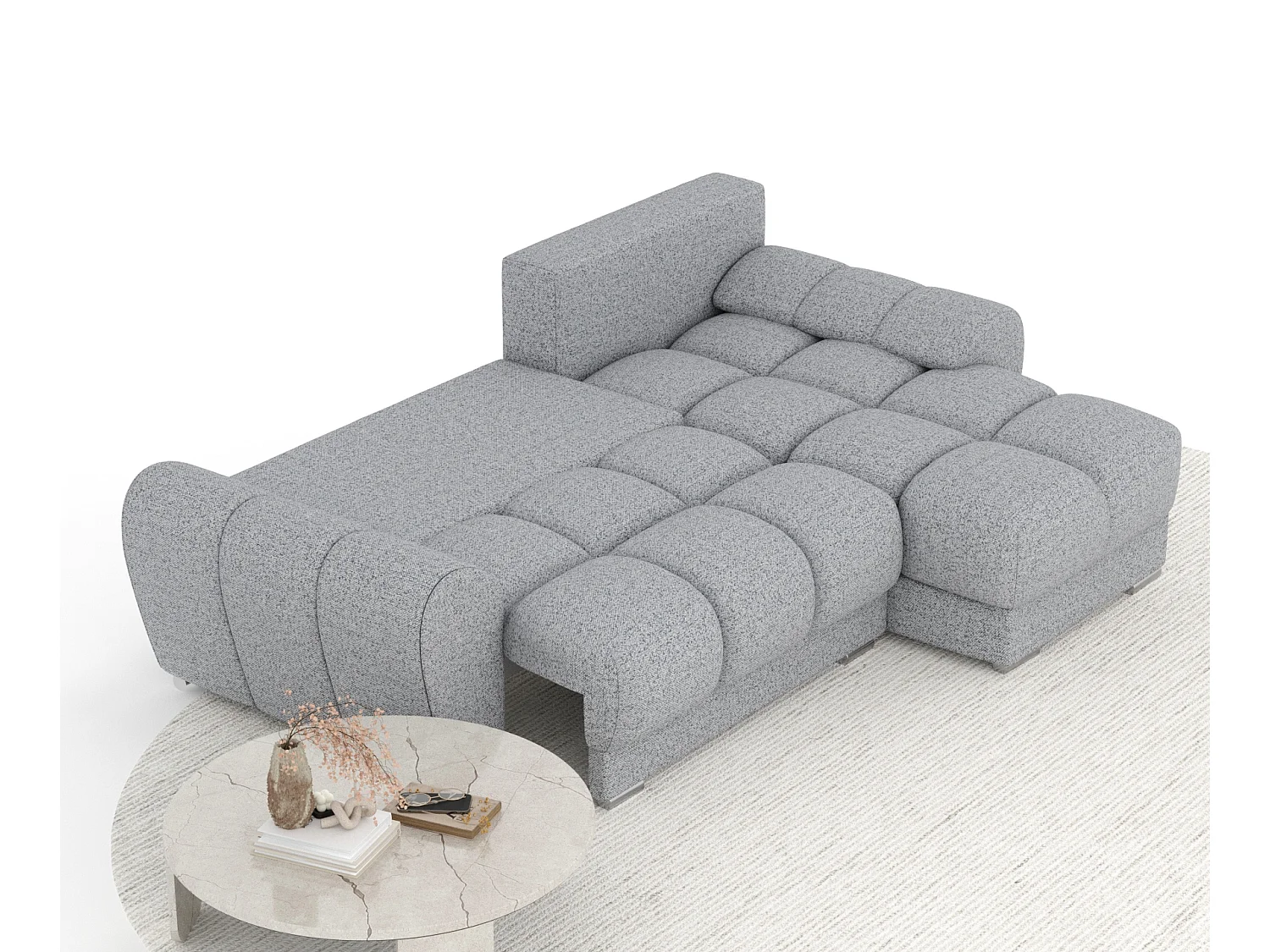 Canapé d'angle en toile tissée Peebles - 4 places - gris