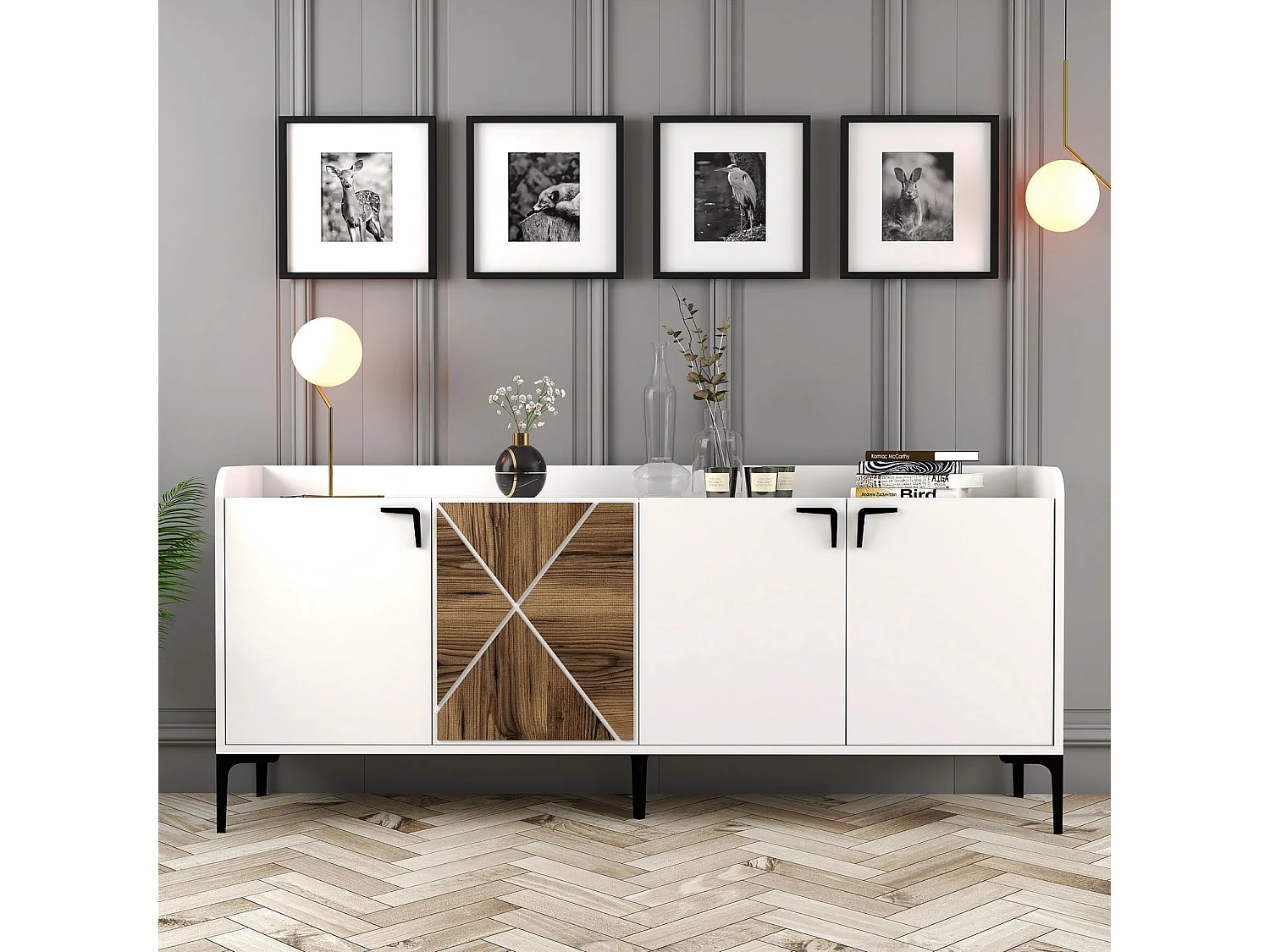 Aparador Venedik blanco 180x35x78 cm