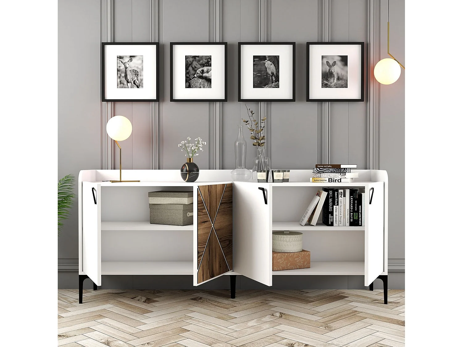 Aparador Venedik blanco 180x35x78 cm