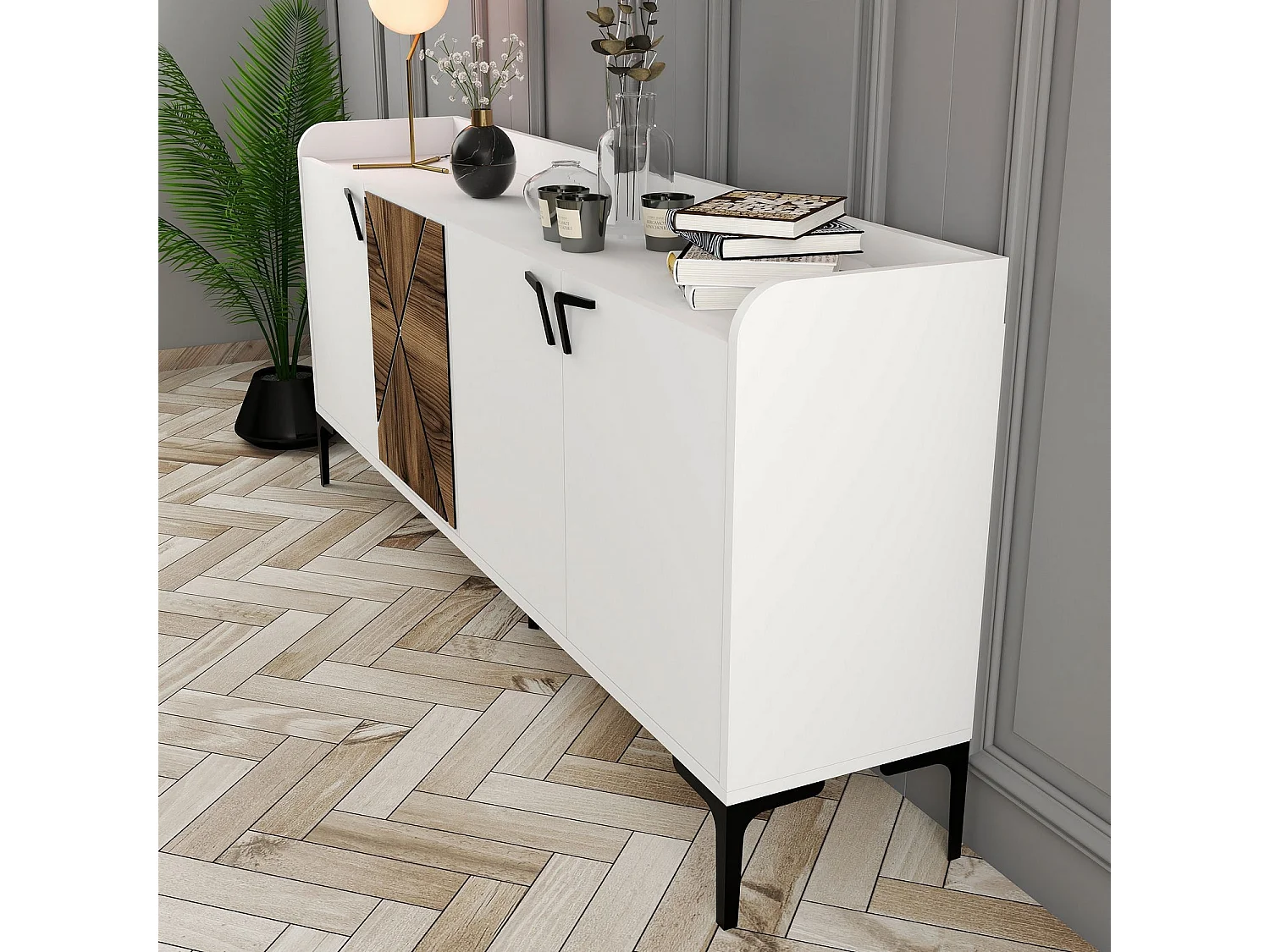 Aparador Venedik blanco 180x35x78 cm