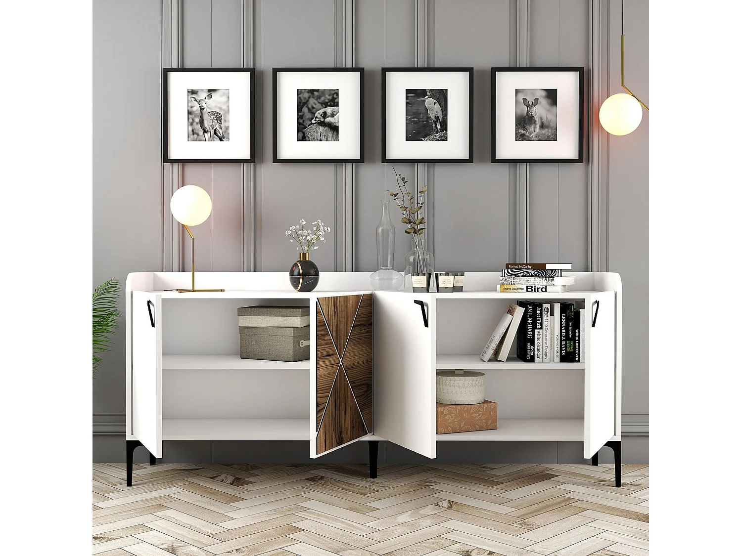 Aparador Venedik blanco 180x35x78 cm