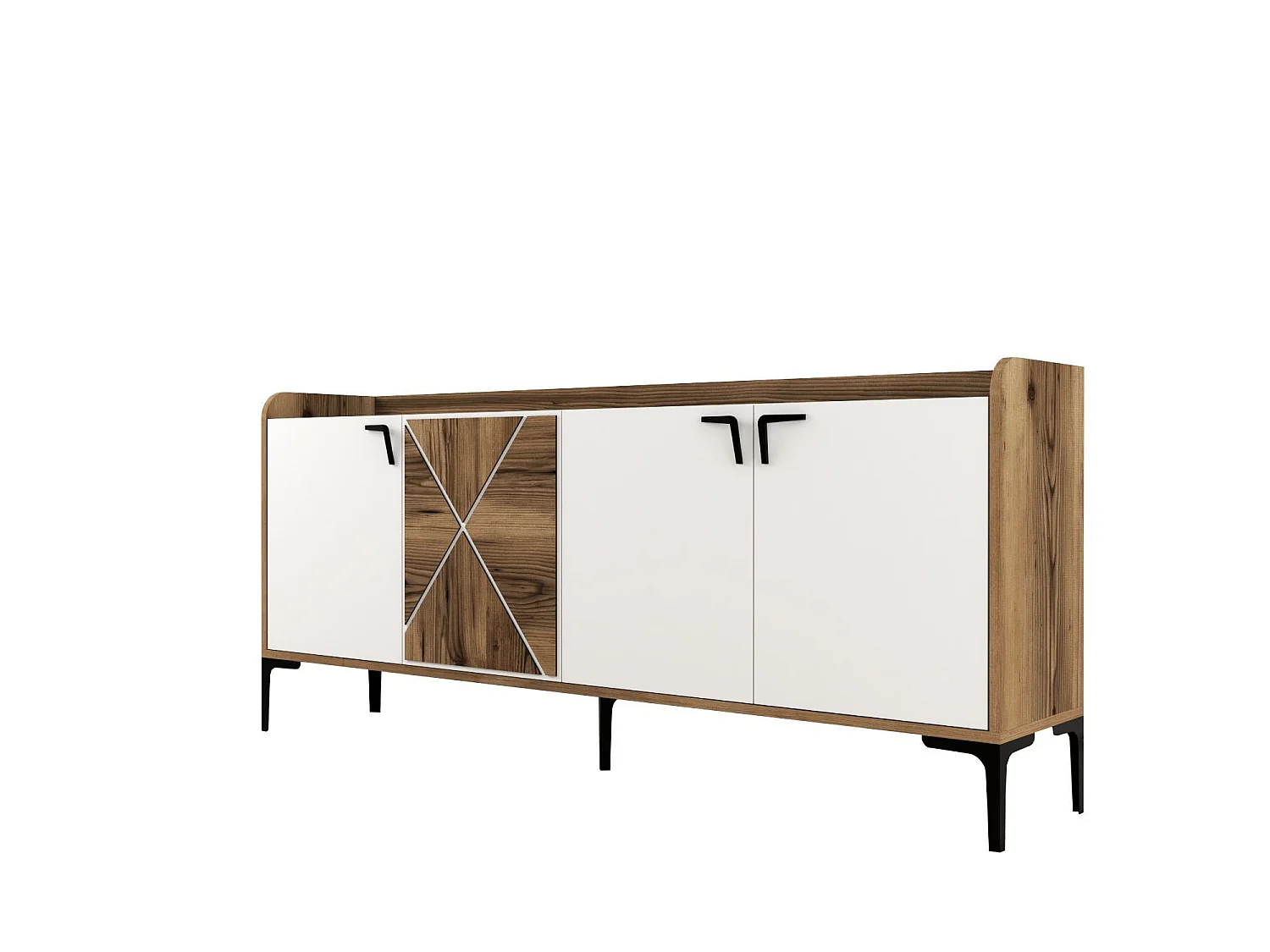Aparador Venedik blanco color nogal 180x35x78 cm