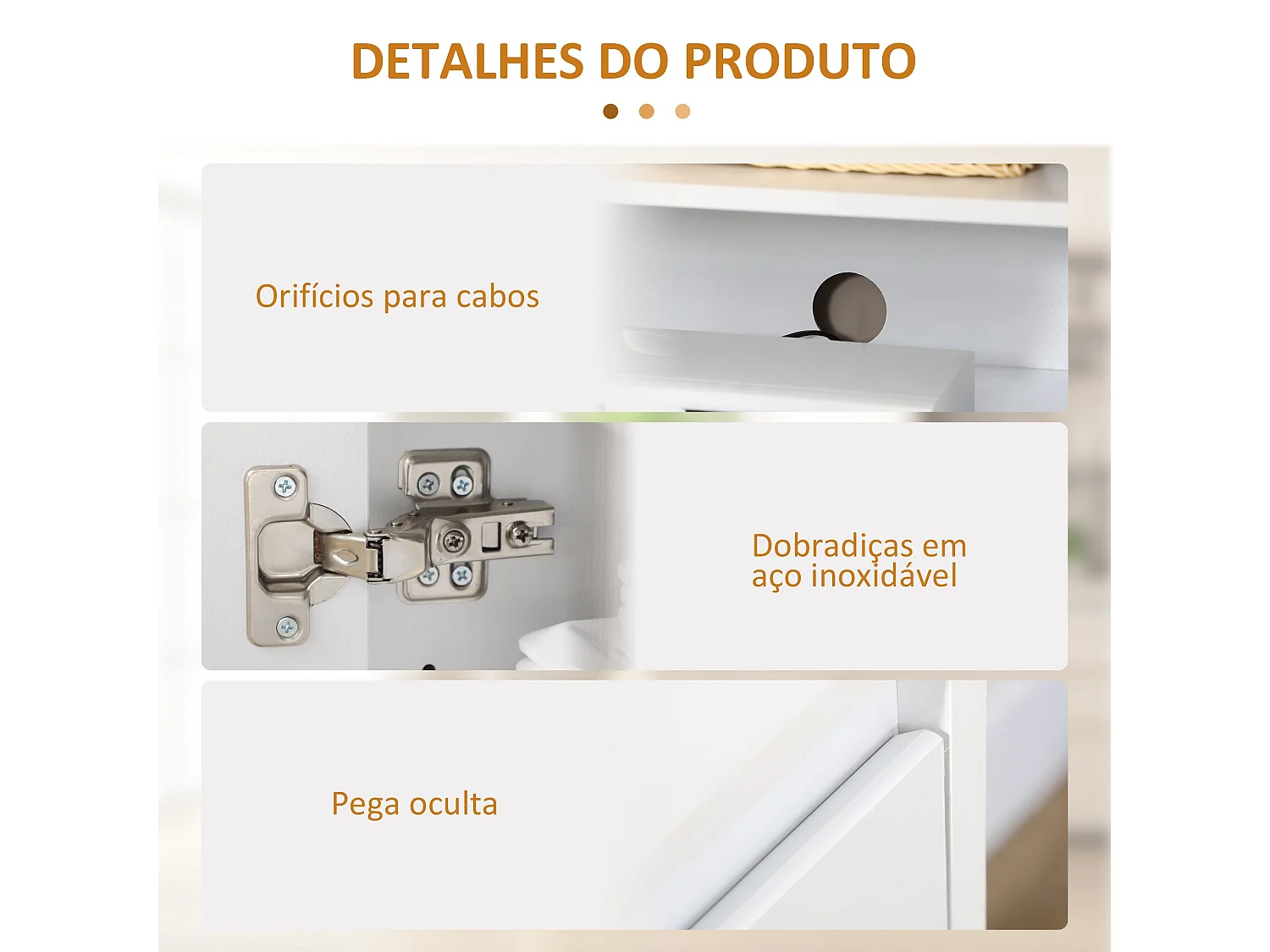 Aparador de Cozinha Moderno HOMCOM com 3 Portas e Prateleiras Ajustáveis em Branco