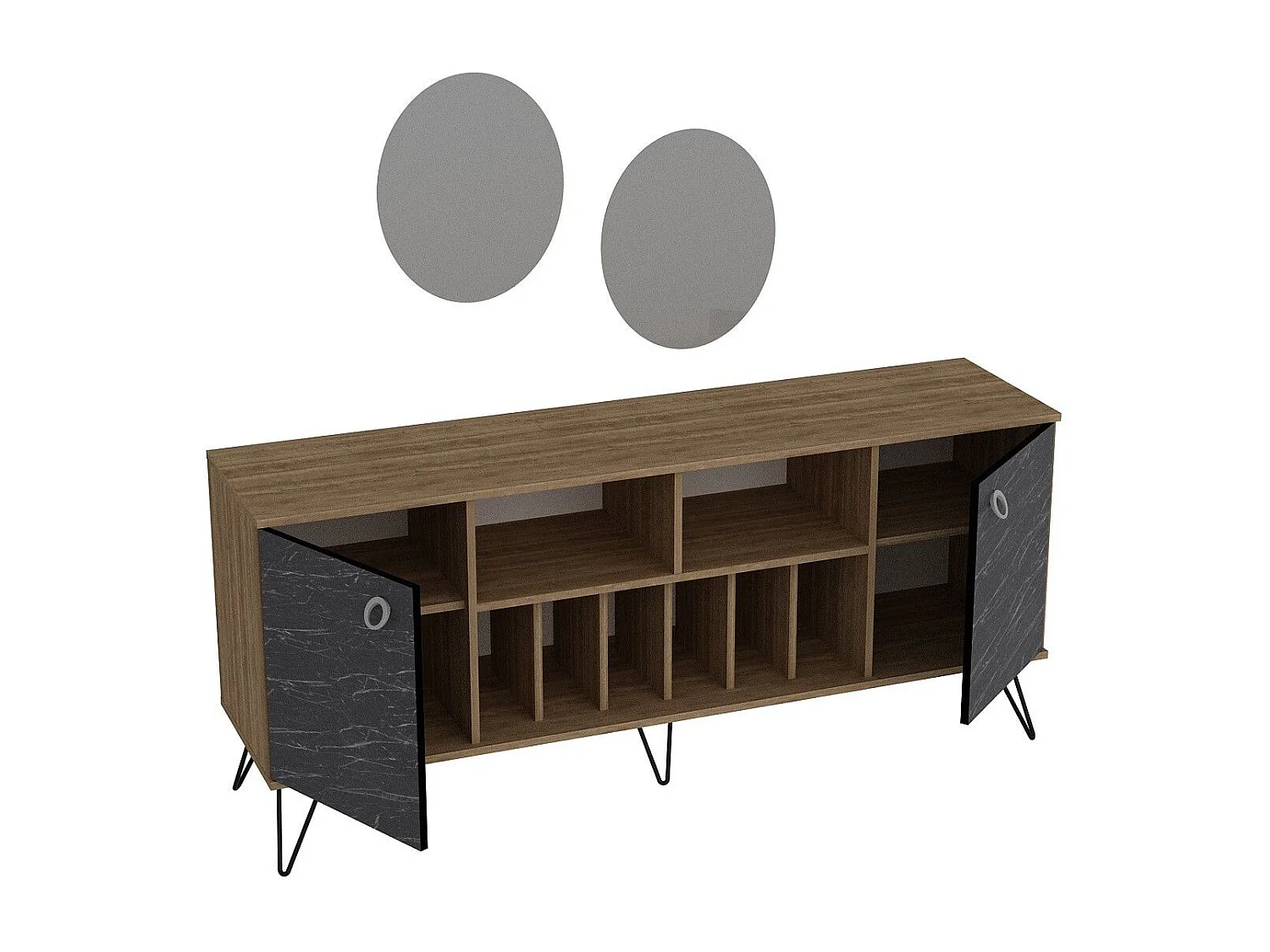 Consola Elegante Lorenz Ayna com Espelhos e Armazenamento Amplo