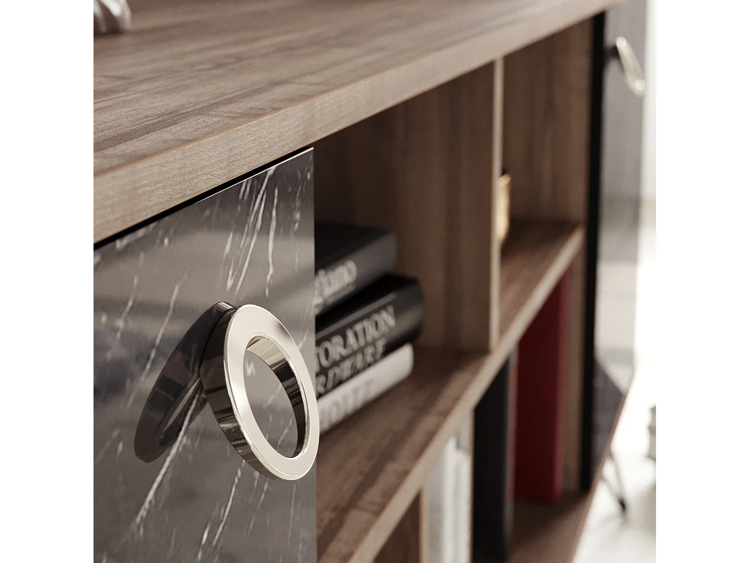 Consola Elegante Lorenz Ayna com Espelhos e Armazenamento Amplo