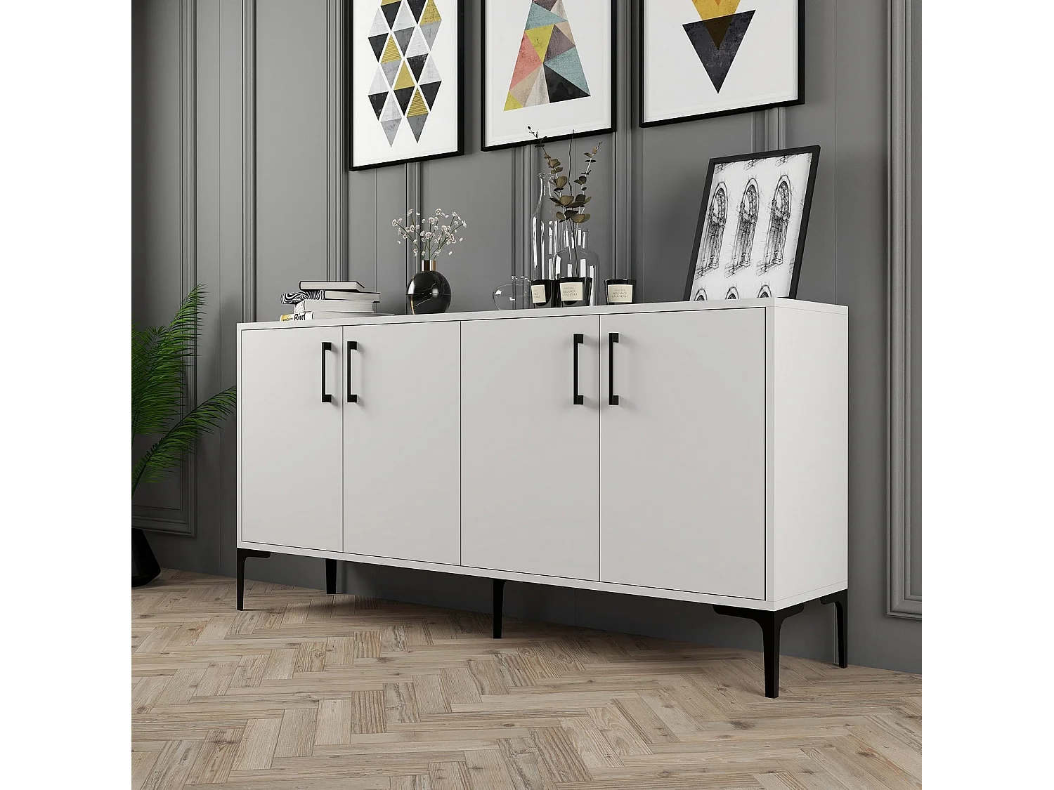 Aparador Kiev 160 blanco 160x35x78 cm