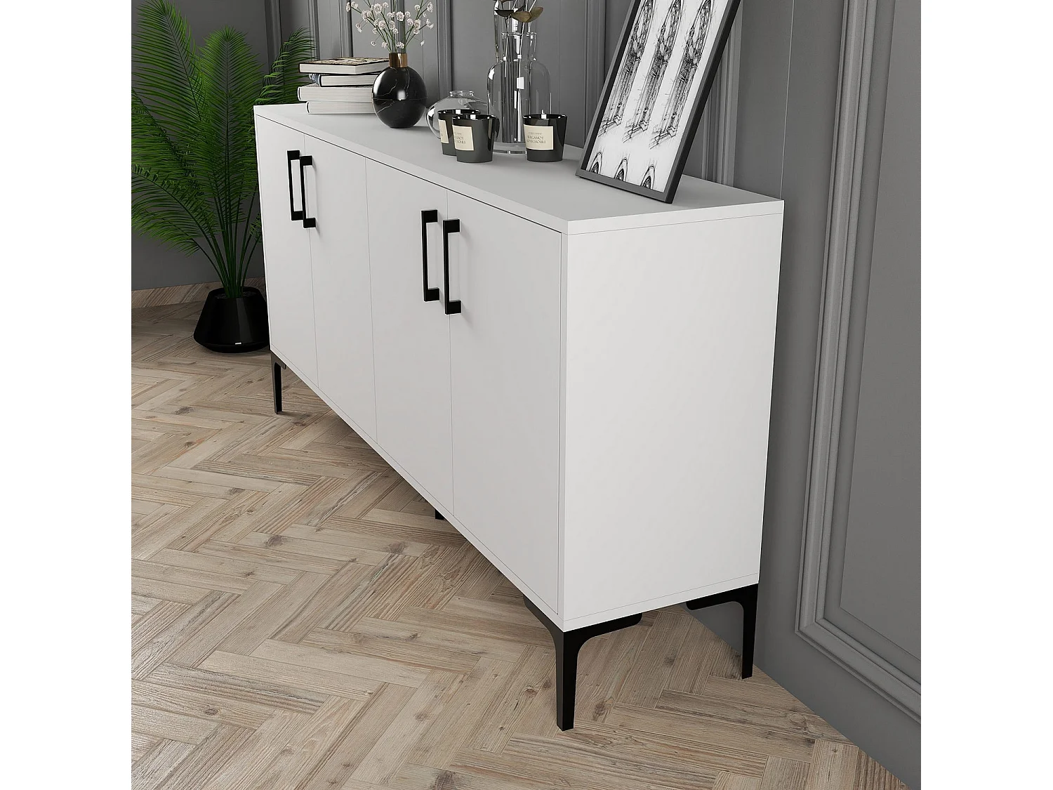 Aparador Kiev 160 blanco 160x35x78 cm