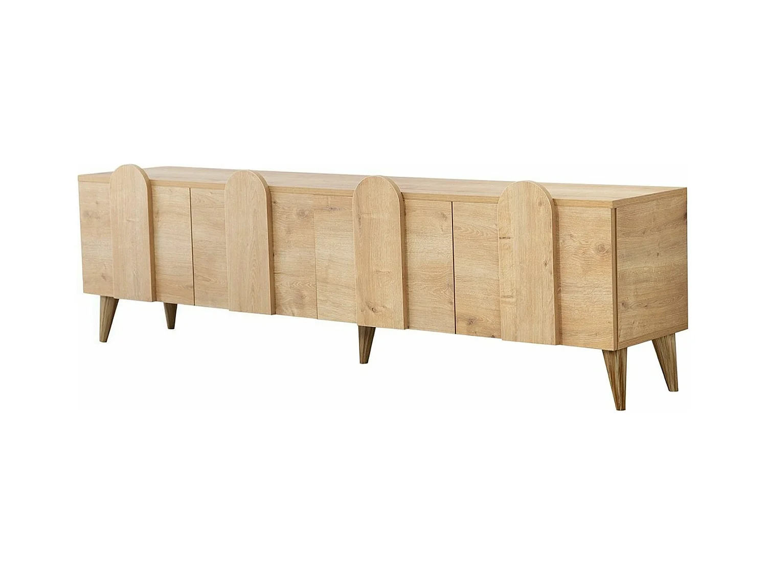 Meuble de rangement en bois 4 portes battantes Robas 180cm-Couleur Marron clair