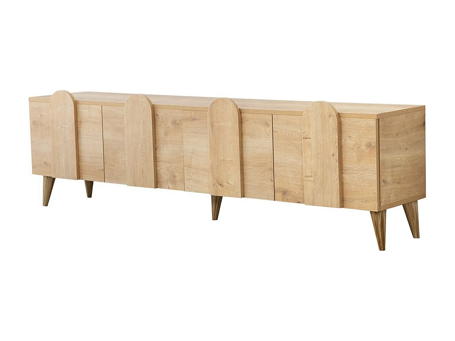 Meuble de rangement en bois 4 portes battantes Robas 180cm-Couleur Marron clair