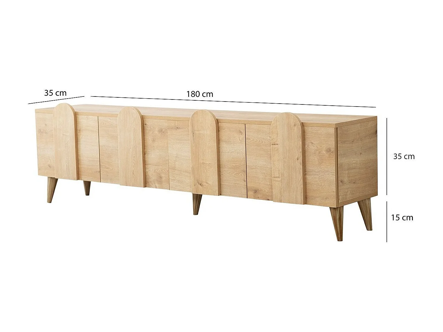 Meuble de rangement en bois 4 portes battantes Robas 180cm-Couleur Marron clair