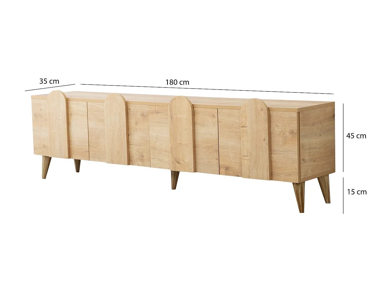 Meuble de rangement en bois 4 portes battantes Robas 180cm-Couleur Marron clair