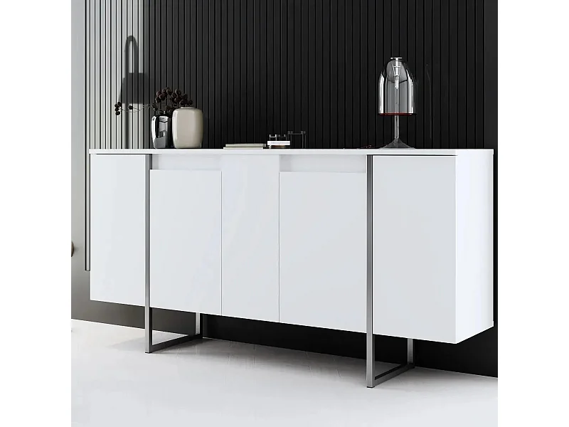 Aparador Luxe Blanco Plata 160x35x80 cm