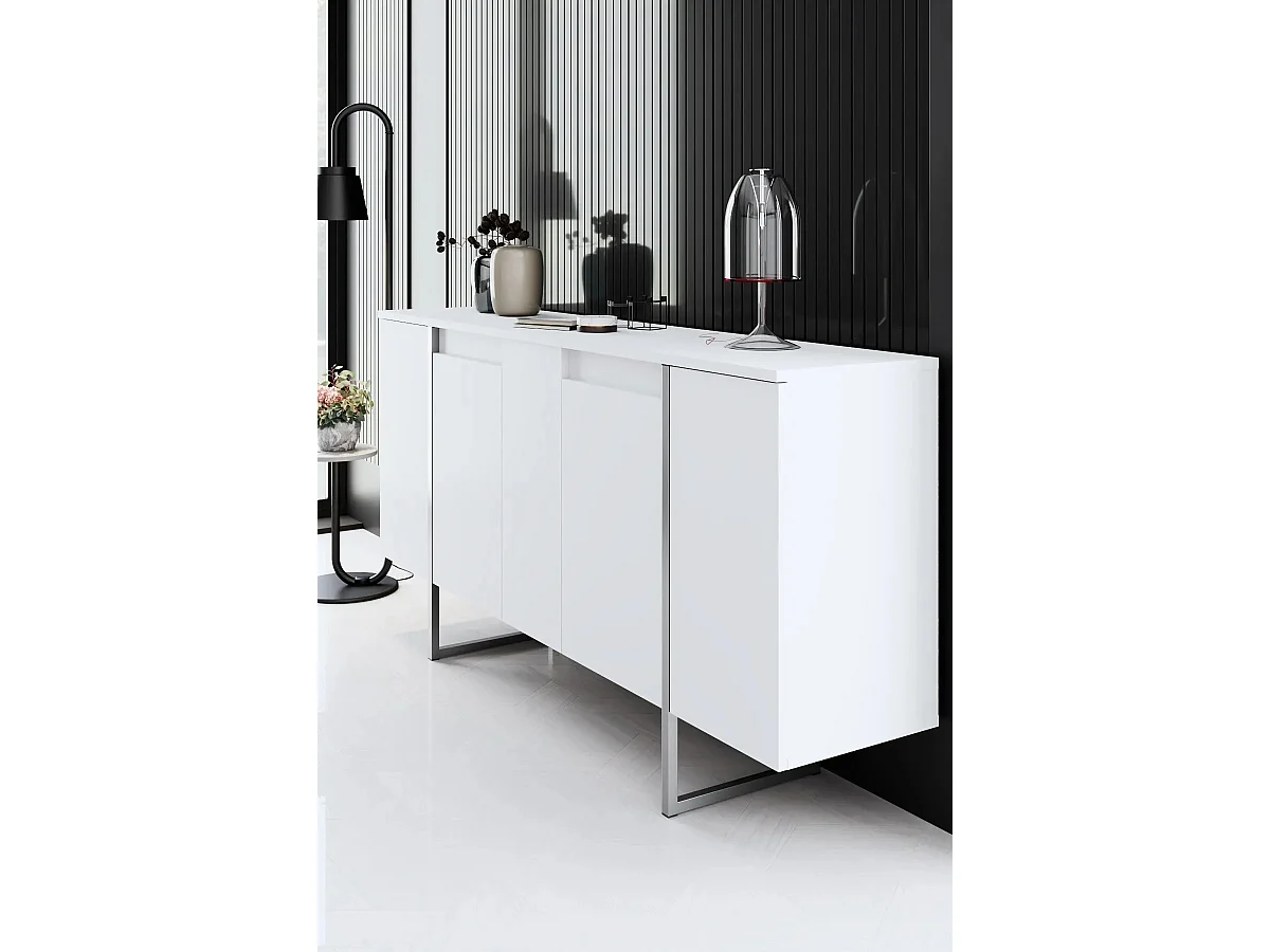 Aparador Luxe Blanco Plata 160x35x80 cm