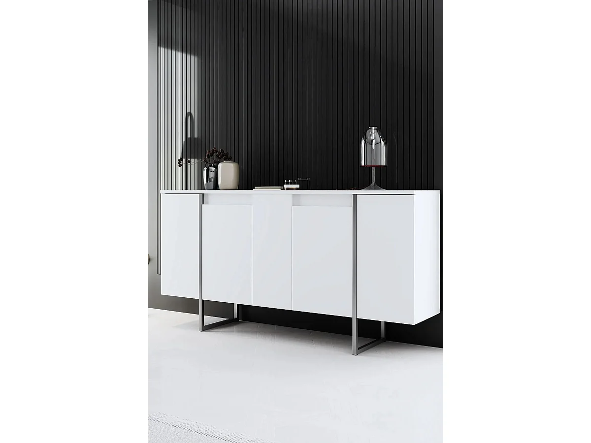 Aparador Luxe Blanco Plata 160x35x80 cm