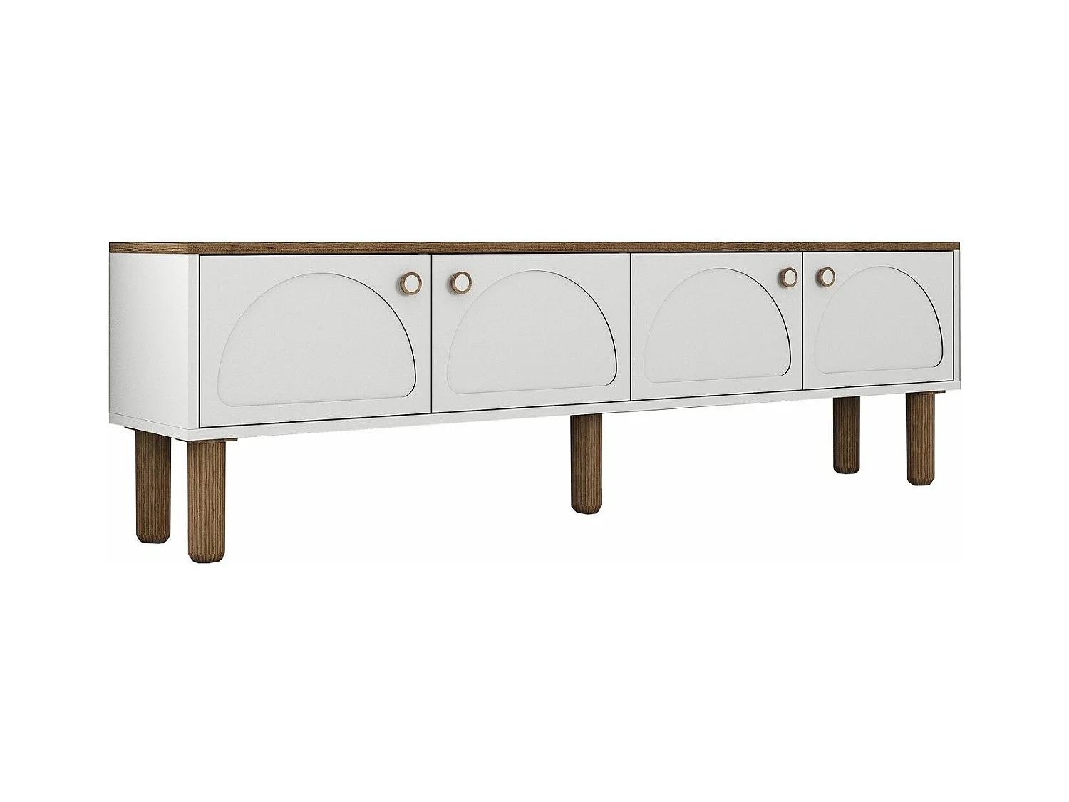 Meuble Tv design 4 portes basculantes Deva L180cm Blanc