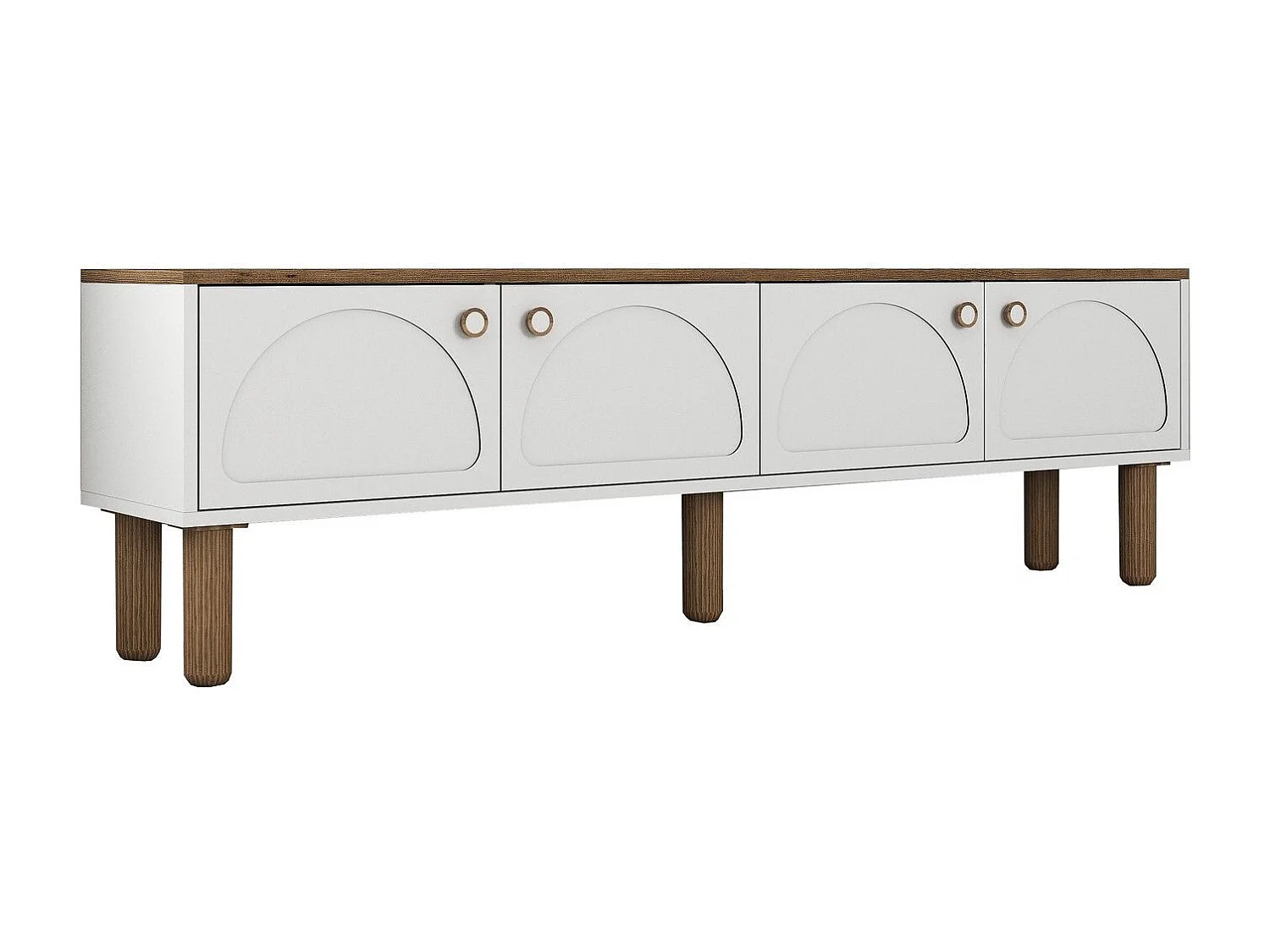 Meuble Tv design 4 portes basculantes Deva L180cm Blanc