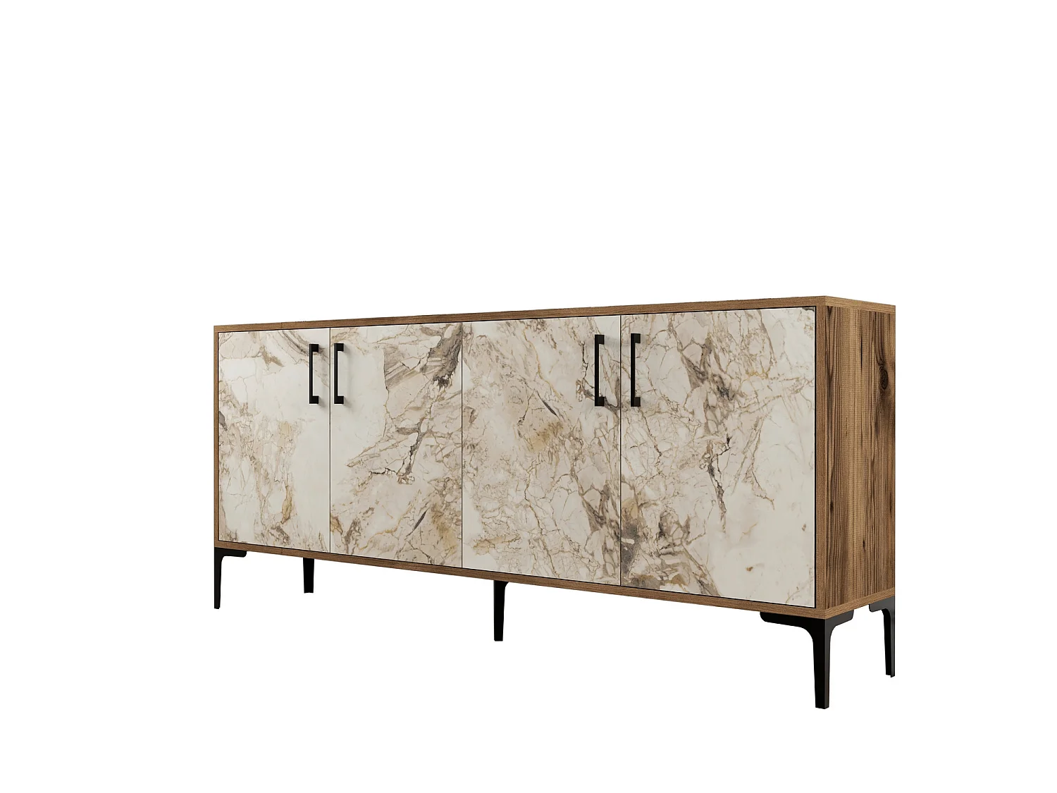 Aparador Kiev blanco color nogal 180x35x78 cm