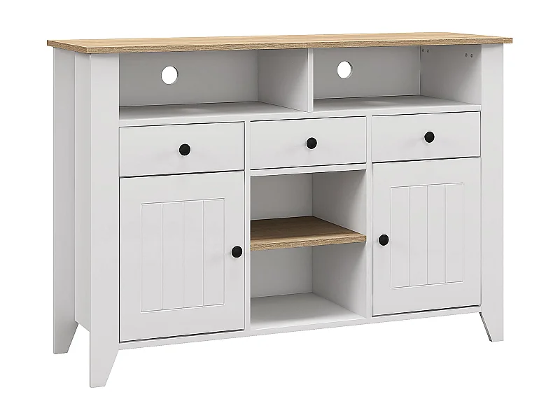 Aparador Leivha Homcom 4 compartimentos + 3 cajones + 2 armarios blanco 81,5x120x38 cm