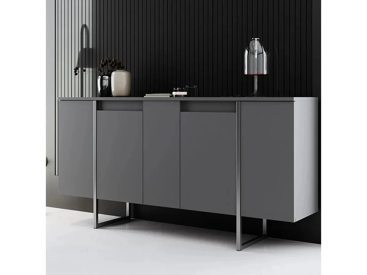 Aparador Luxe Antracita Plata 160x35x80 cm