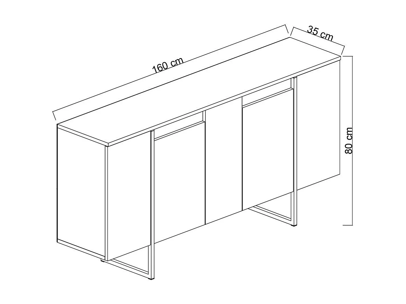 Komoda – 160 x 35 x 80 cm – Antracyt i srebro – Płyta wiórowa pokryta melaminą