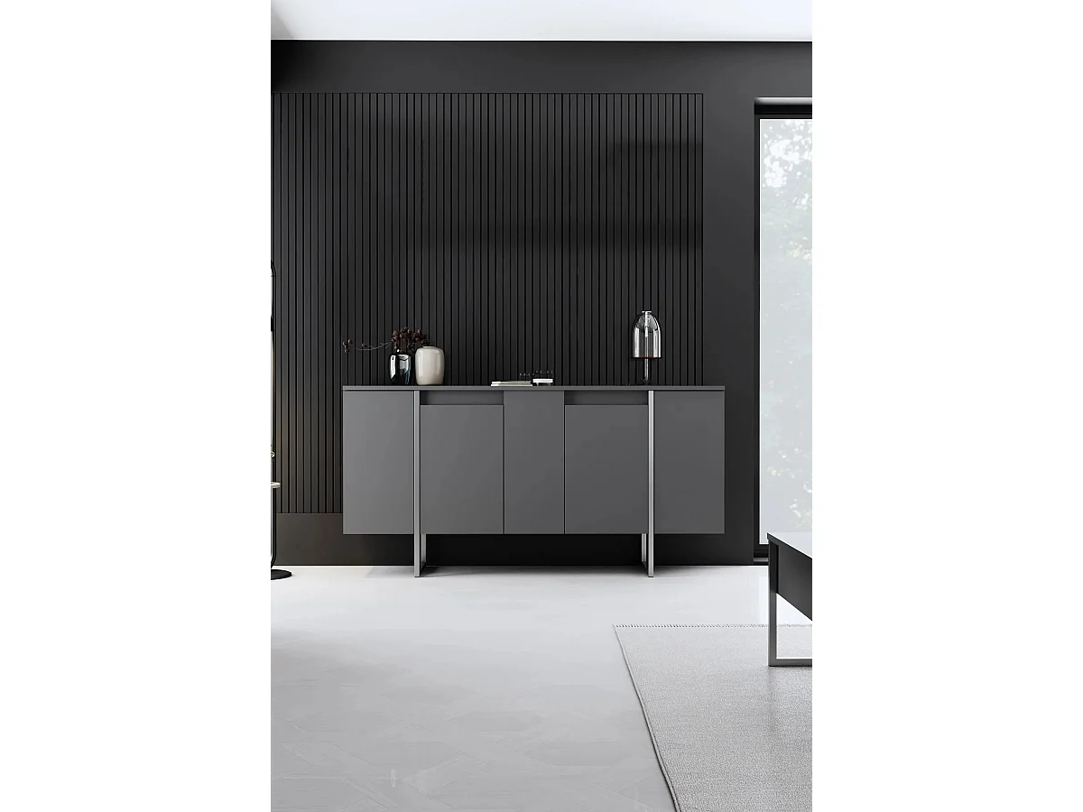 Aparador Luxe Antracita Plata 160x35x80 cm