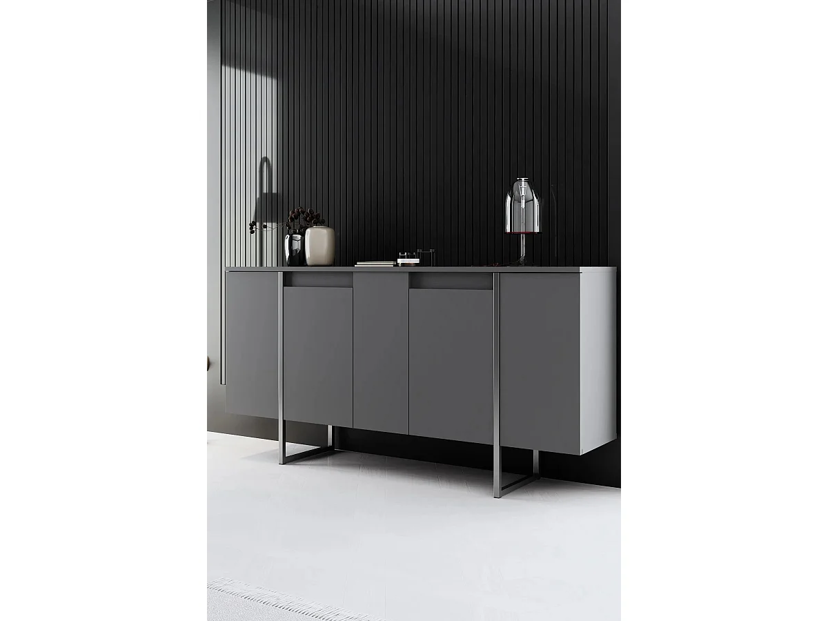 Aparador Luxe Antracita Plata 160x35x80 cm