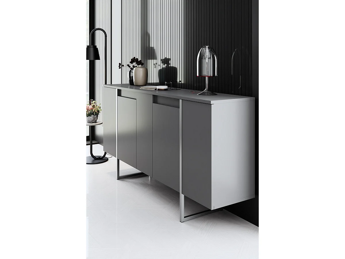 Aparador Luxe Antracita Plata 160x35x80 cm