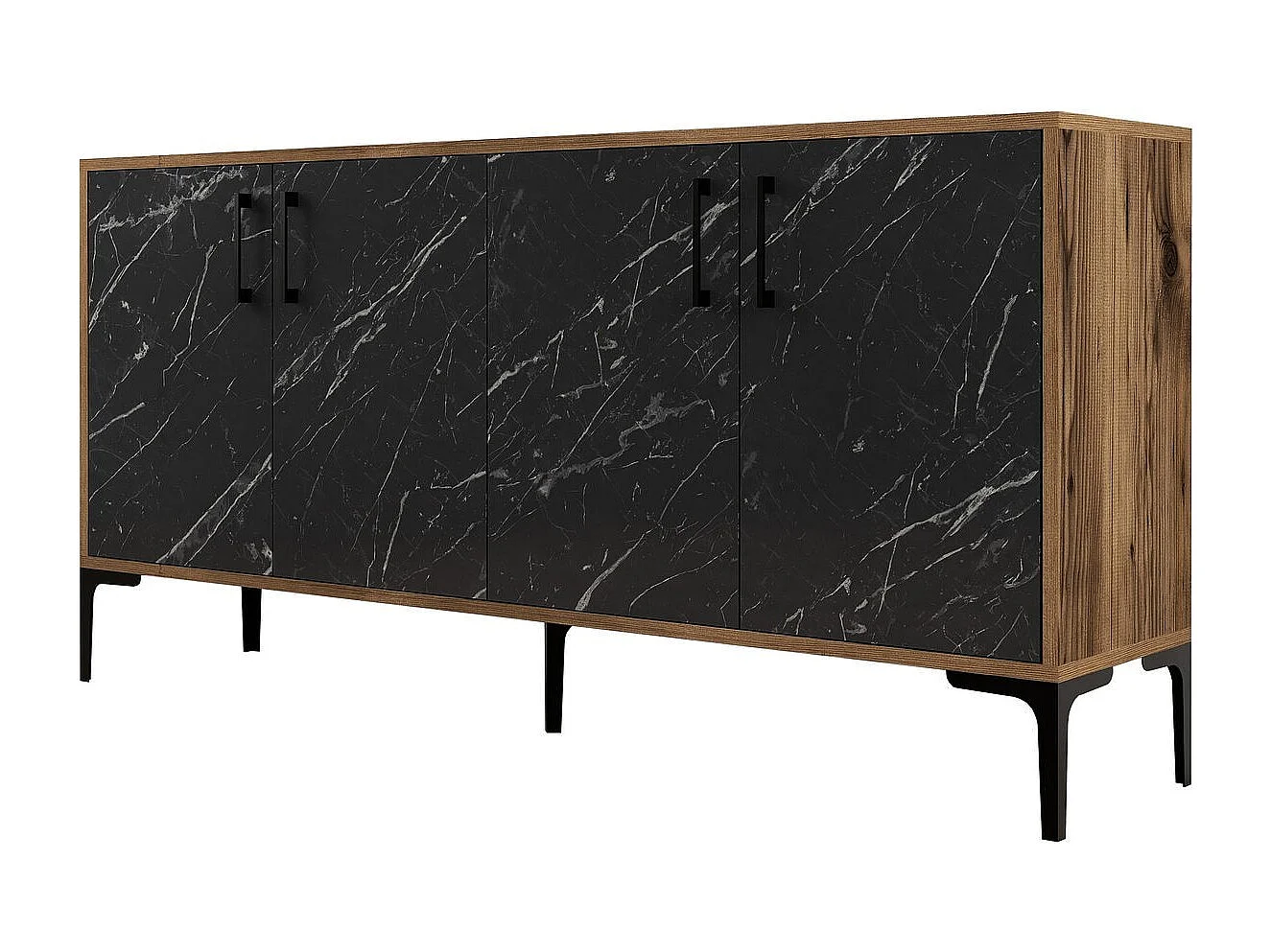 Consola Industrial Kiev 160 em Nogueira e Mármore Preto