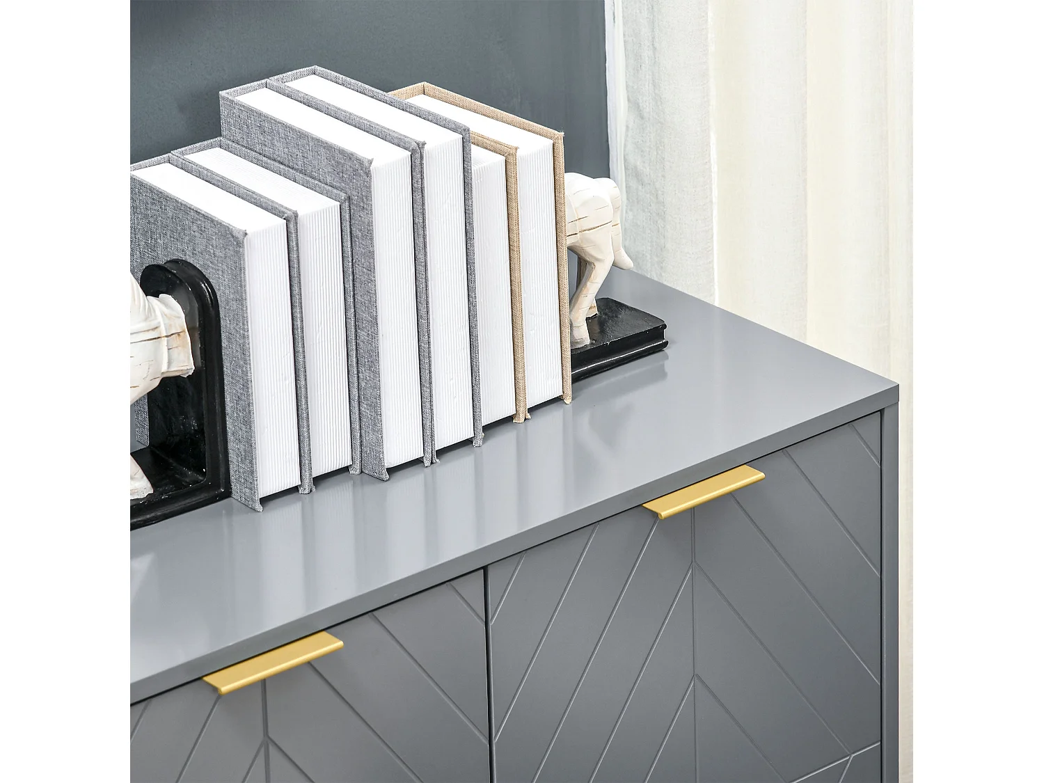 Aparador Luxor Homcom 3 cajones + 2 armarios gris 76x120x40 cm