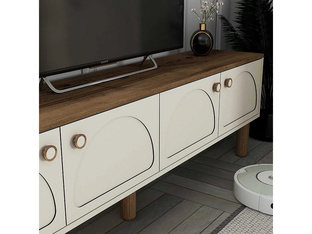Mobile TV – 180 cm x 53 cm x 35 cm – Crema – Pannello truciolare rivestito in melaminico