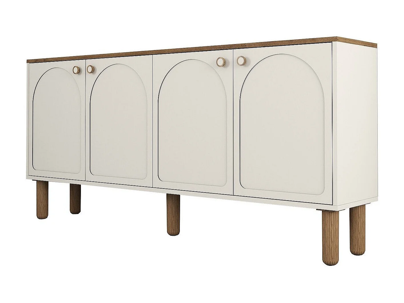 Meuble Tv design 4 portes battantes Deva L180cm Crème