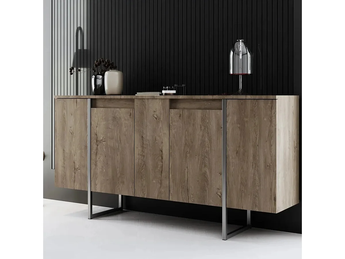 Aparador Luxe color nogal Plata 160x35x80 cm