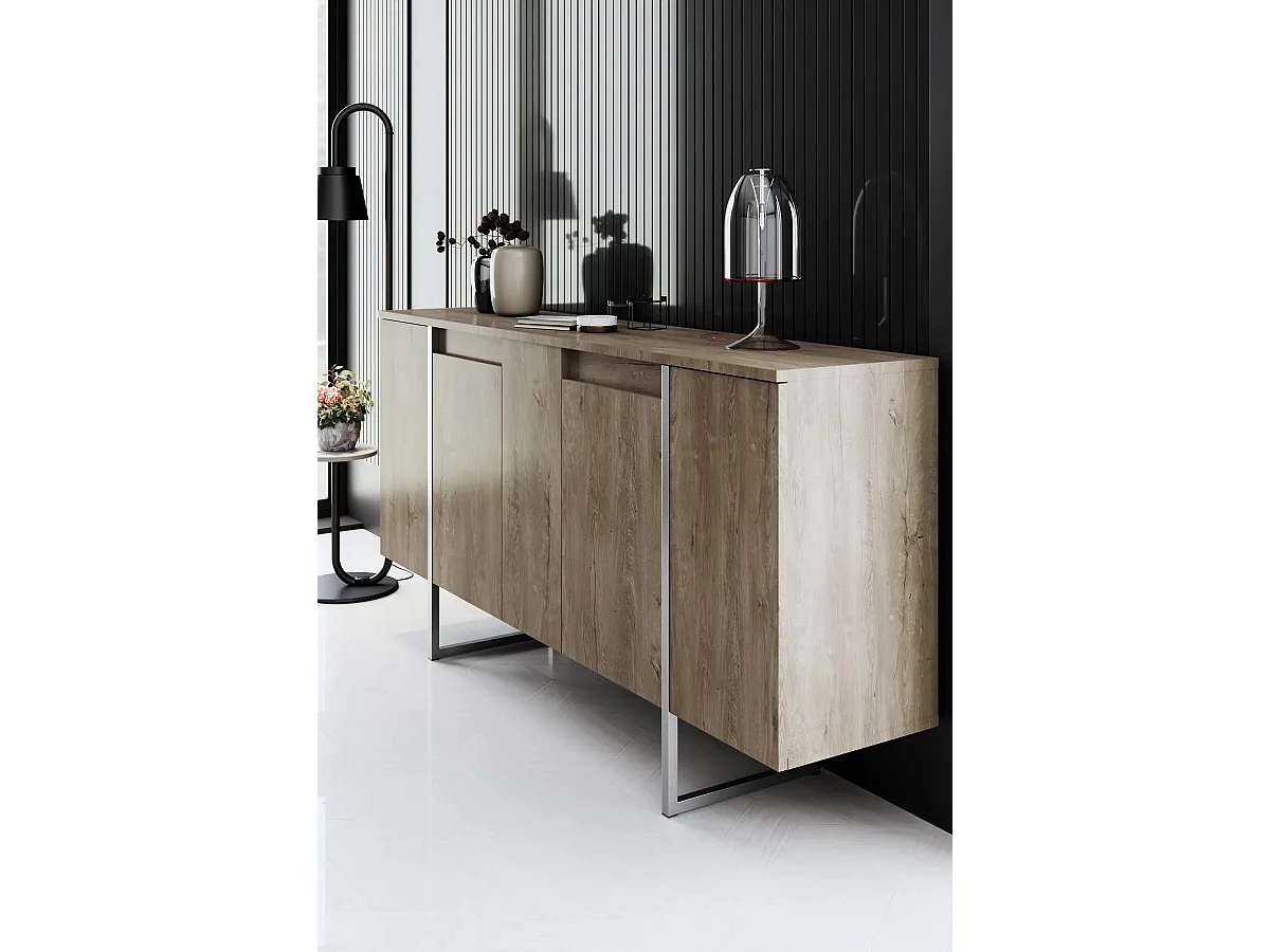 Aparador Luxe color nogal Plata 160x35x80 cm